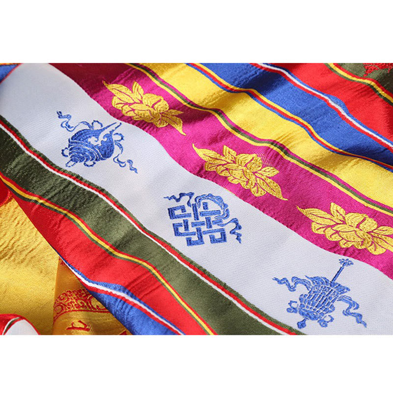 Multicolored Tibetan Khata Scarf 260x55cm Lotus Mantra Decoration