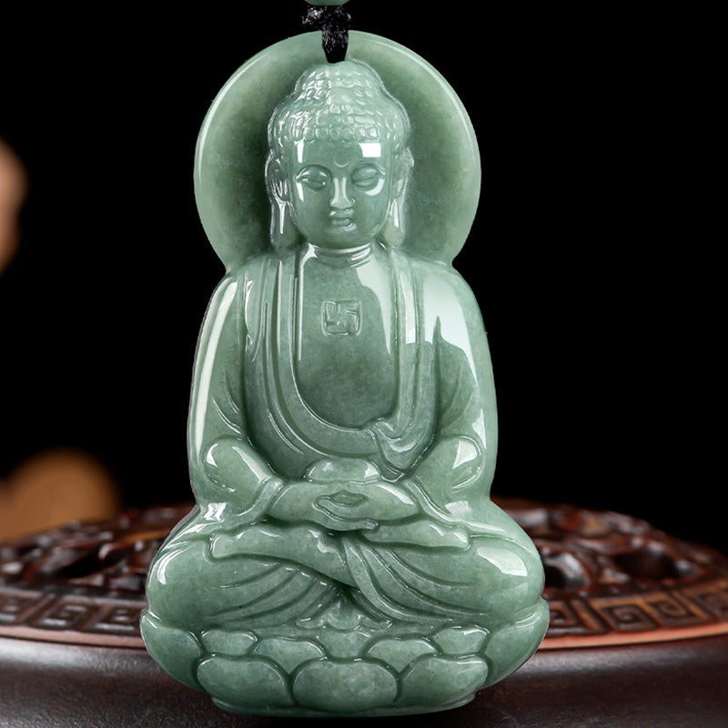 Amitabha Buddha Jade Amulet Necklace Compassion Symbol