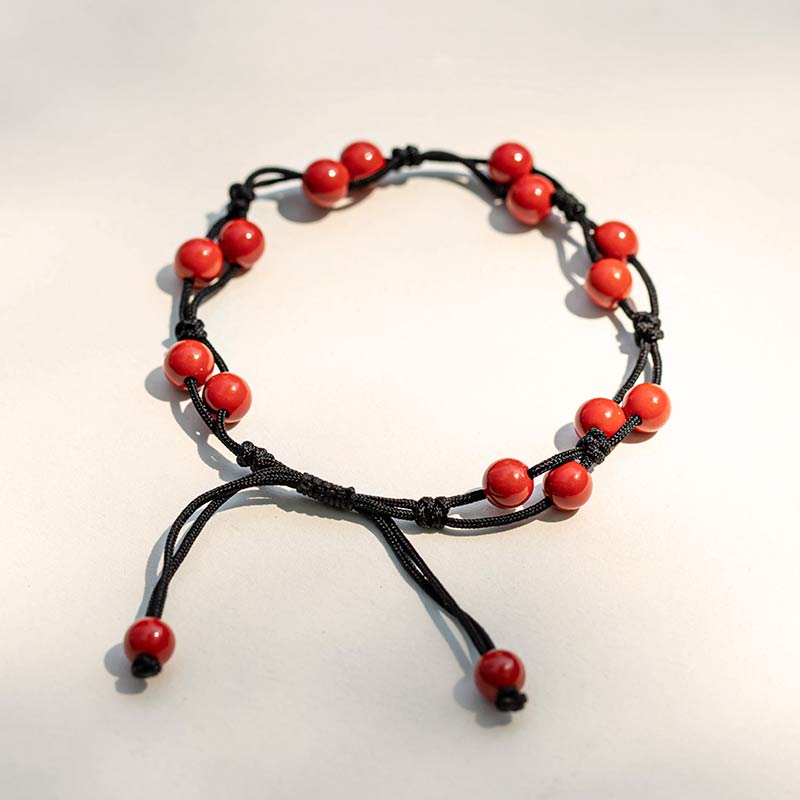Calming Red Agate Moss Agate Cinnabar Bracelet