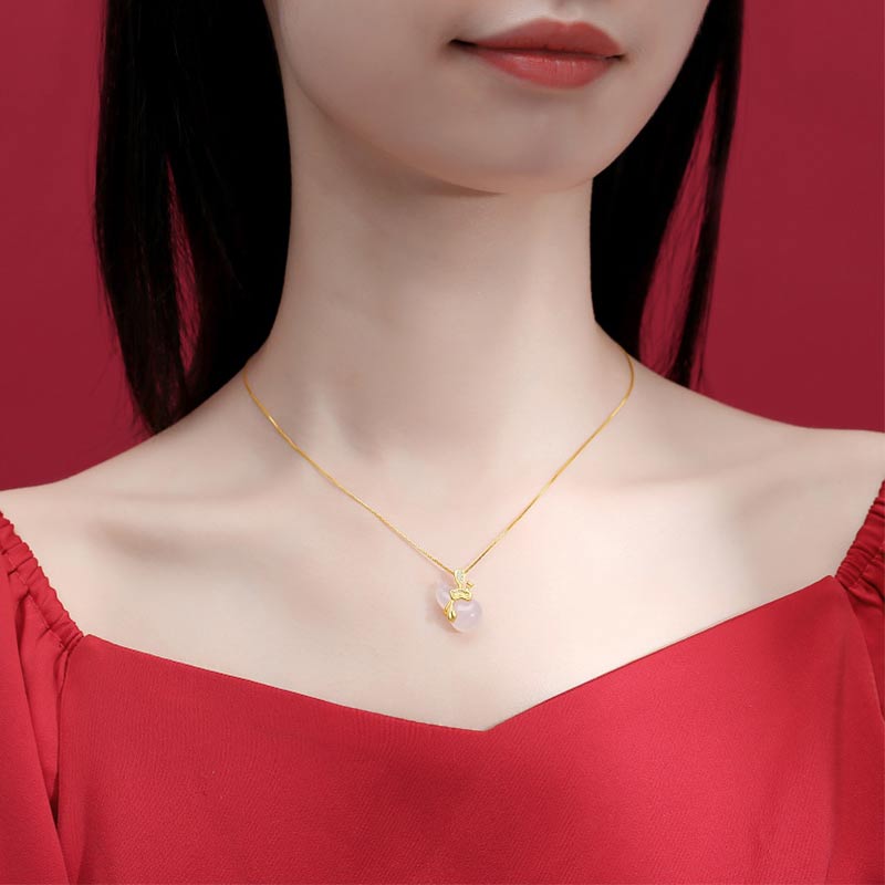 Unisex Cyan Jade Lotus Leaf Abundance Necklace