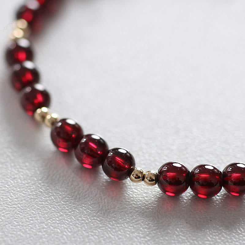 4mm Garnet Purification Bracelet in 14K Gold for Calm