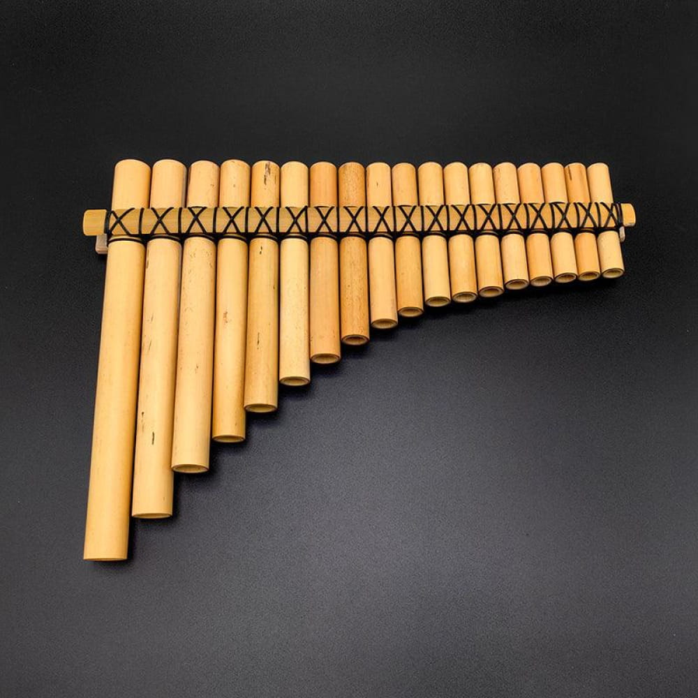 18 Pipe Bamboo B Tone Pan Flute for Beginners - Black rope Flute - On sale