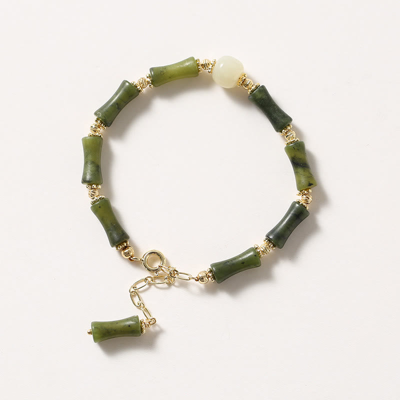 Glass Bead Bamboo Luck Strength Spiritual Bracelet