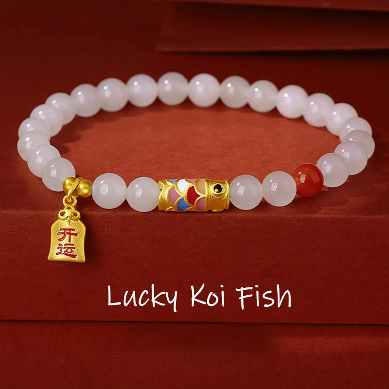 Hetian White Jade Protection, Luck & Happiness Bracelet