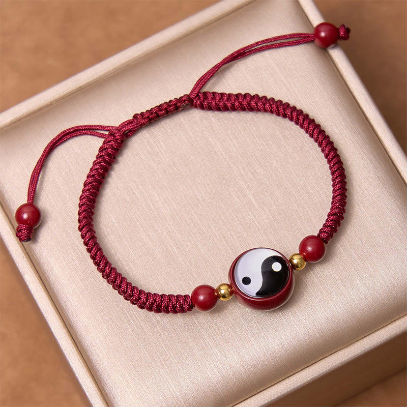 Cinnabar Red String Yin Yang Bracelet for Luck & Balance