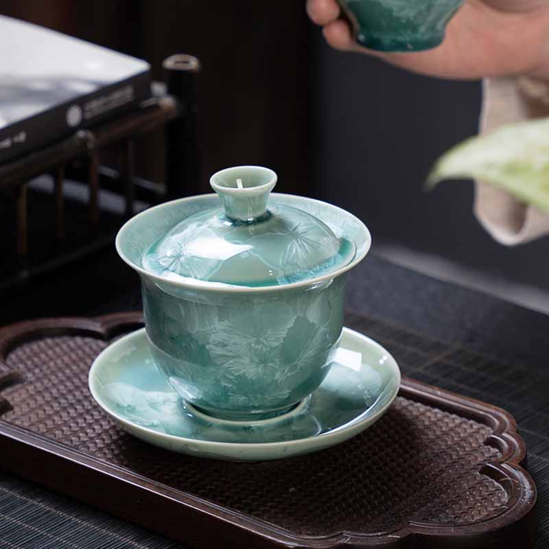 Traditional Ceramic Sancai Gaiwan Tea Cup 180ml for Meditation
