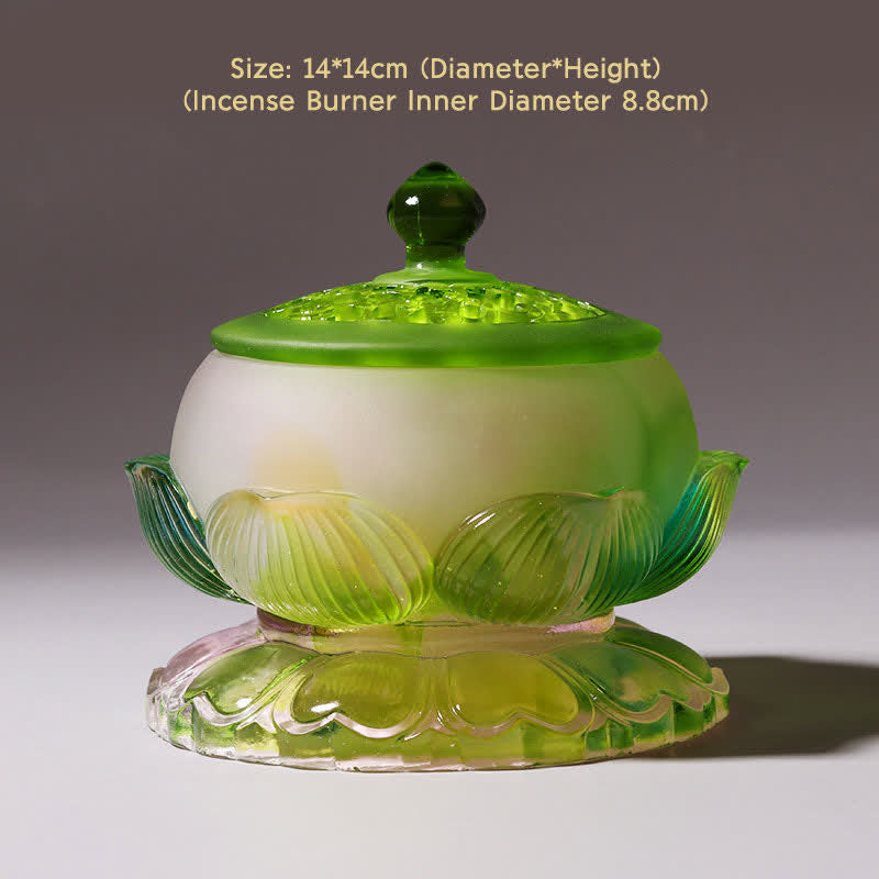 Handmade Liuli Feng Shui Lotus Crystal Art Piece