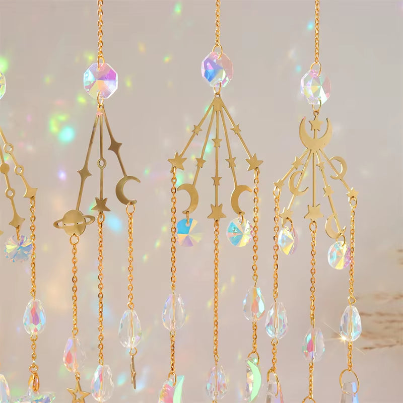 Crystal Suncatcher Colorful Rainbow Hanging Wind Chimes Home Garden Decoration Window Drop Bell Catcher Hanging Ornaments