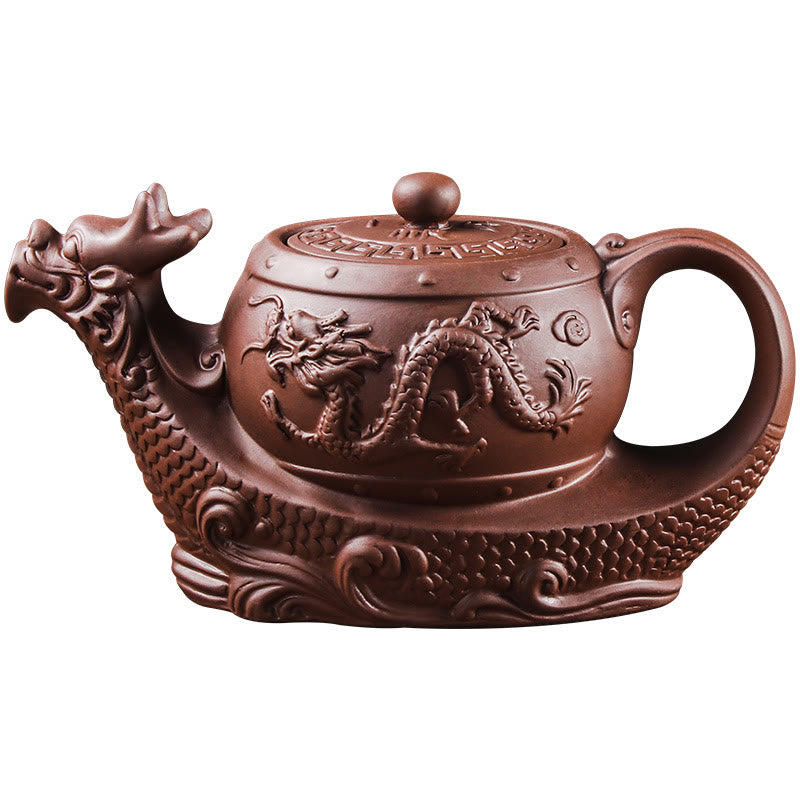 Vintage Dragon Purple Clay Ceramic Teapot for Zen Decor