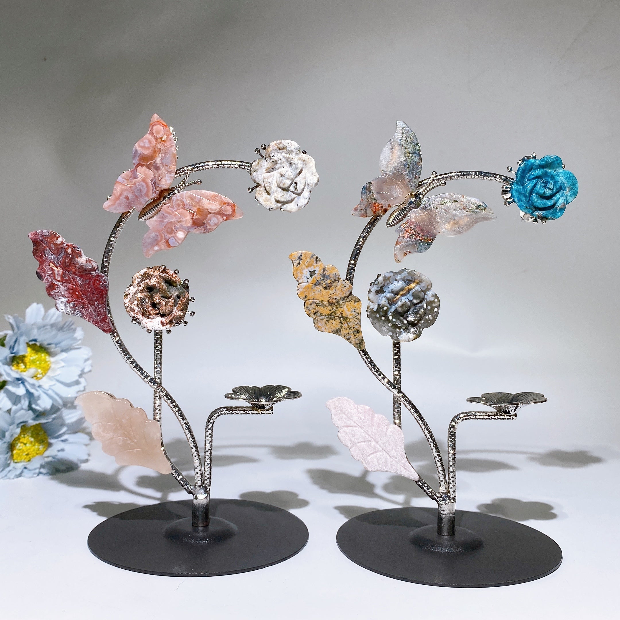 18cm Crystal Healing Stand with Ornamental Butterflies