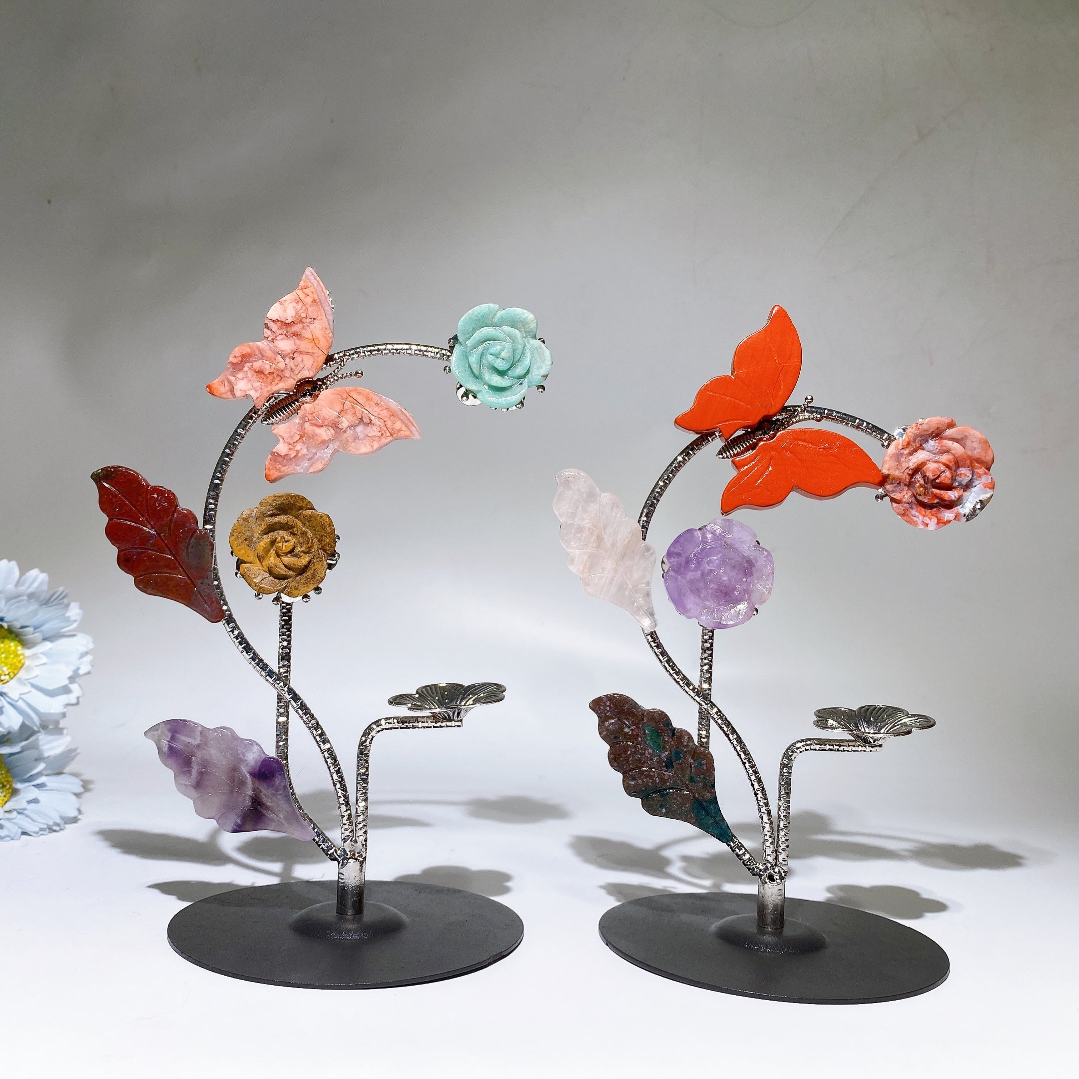 18cm Crystal Healing Stand with Ornamental Butterflies