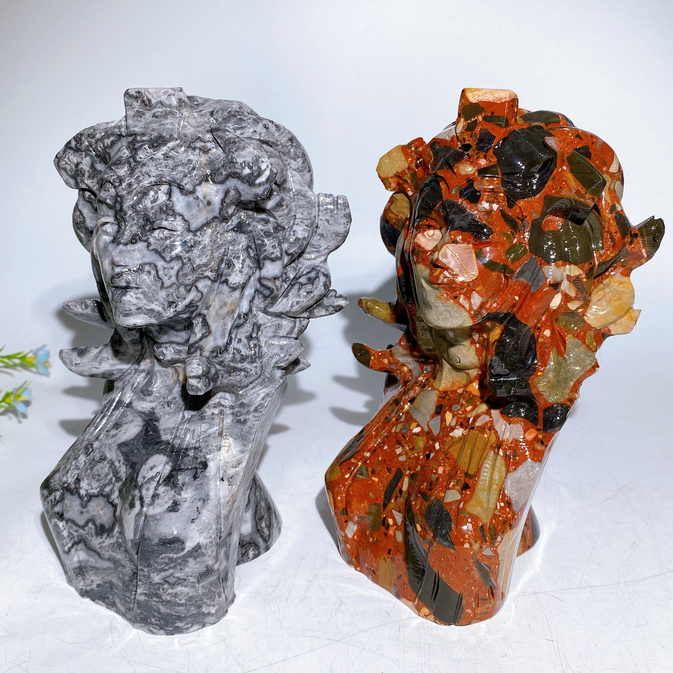 18cm Picasso Stone Medusa Crystal Figurine for Healing