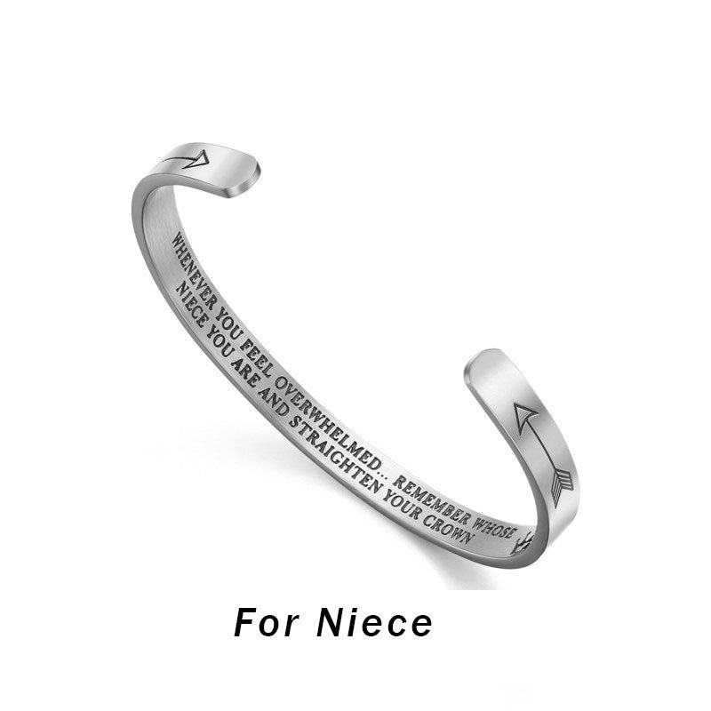 Adjustable Stainless Steel Spiritual Bracelet with Personalized Engraving