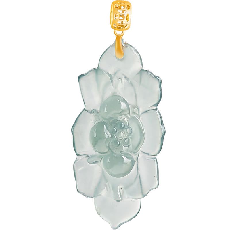 18K Gold Jade Lotus Necklace for Prosperity & New Beginnings