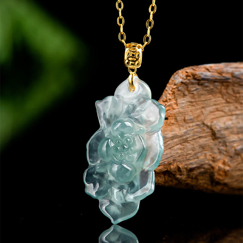 18K Gold Jade Lotus Necklace for Prosperity & New Beginnings