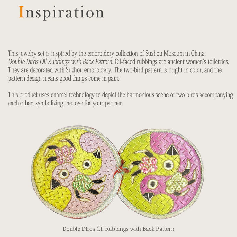 18K Gold Plated Copper Two Birds Zircon Jewelry Set