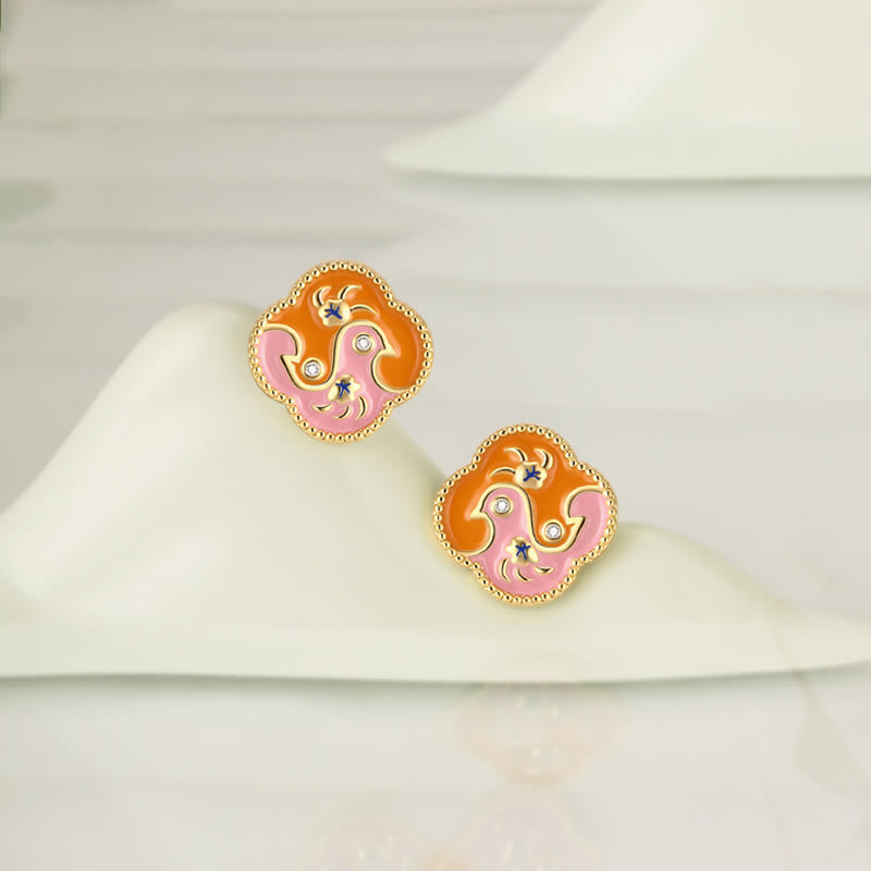 18K Gold Plated Copper Two Birds Zircon Jewelry Set