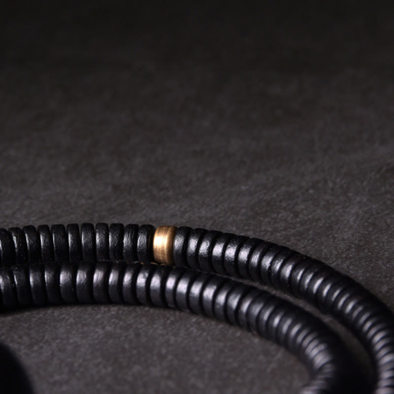 18mm Ebony Wood Brass Ball Bracelet for Balance and Calm
