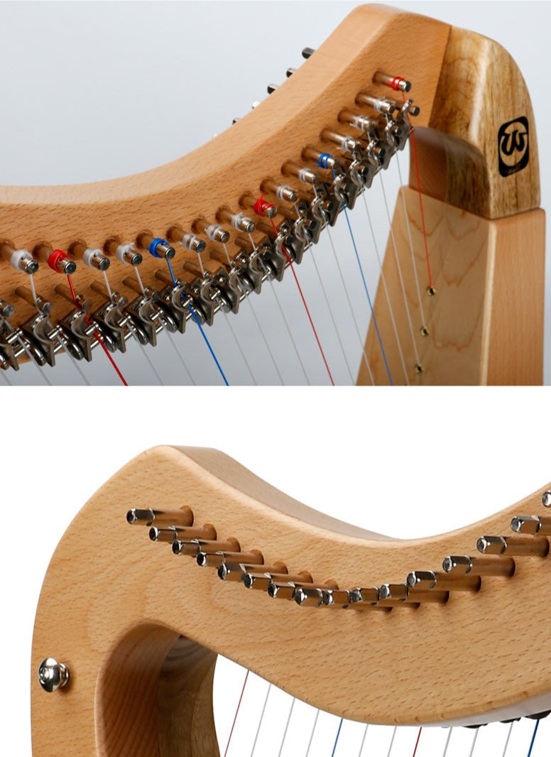 19-String Irish Lyre Harp with Levers Instrument