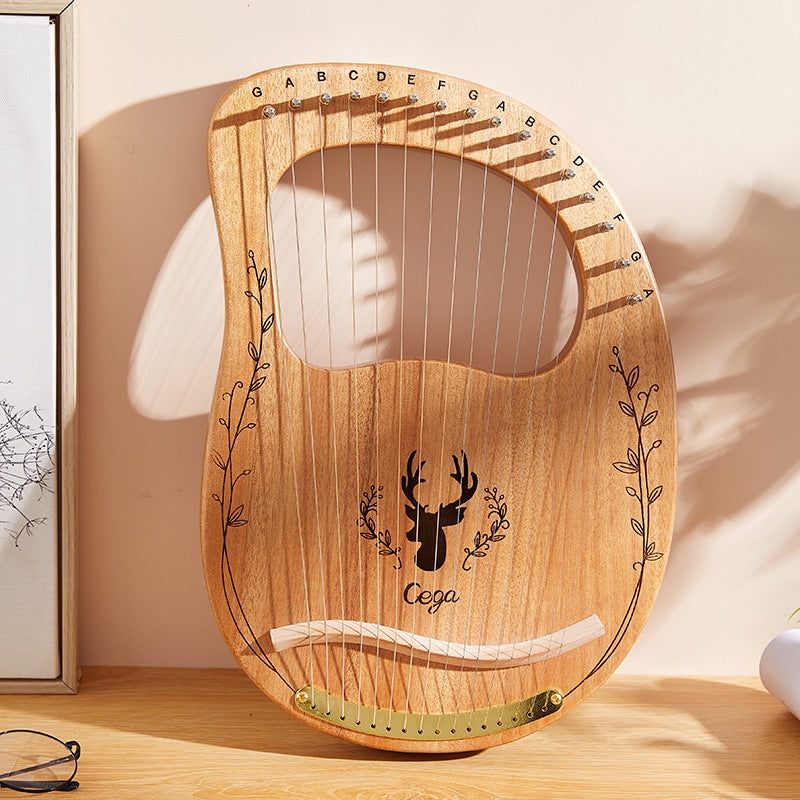 19-String Mahogany Lyre Harp Instrument