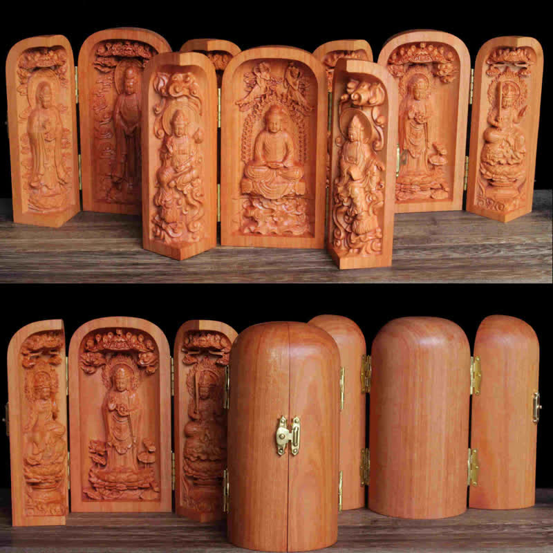 Cherry Wood Avalokitesvara Kwan Yin Buddha Altar Decoration