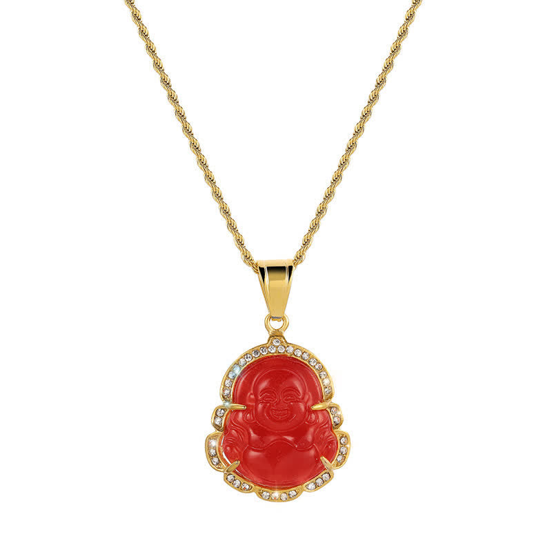Laughing Buddha Feng Shui Jade Prosperity Necklace