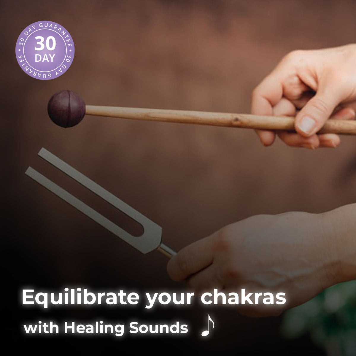 Tuning fork struck with wooden mallet for 194.18 Hz Root Chakra healing