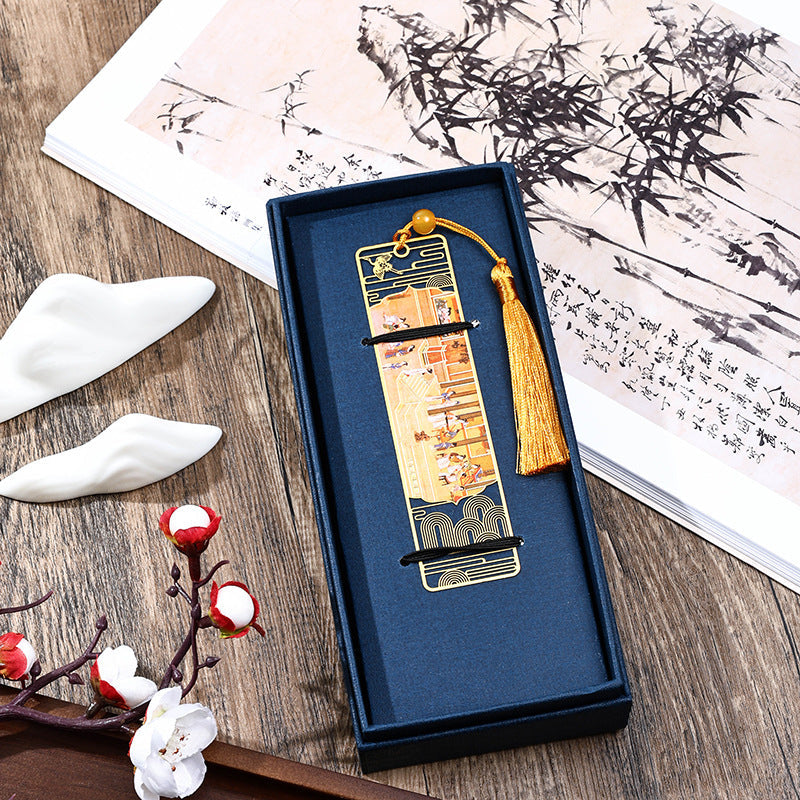 Metal Bookmark Panorama of Rivers and Mountains with Tassel