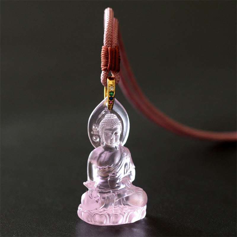 Liuli Crystal Buddha Necklace | Medicine Buddha Amulet | Healing