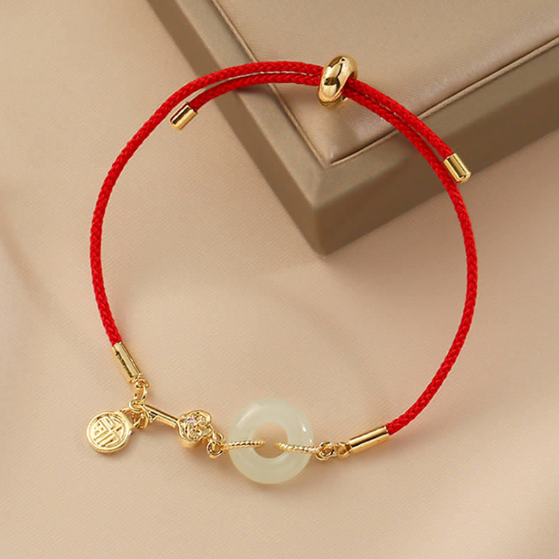 Hetian Jade 18K Gold Peace Buckle Luck Bracelet Classic