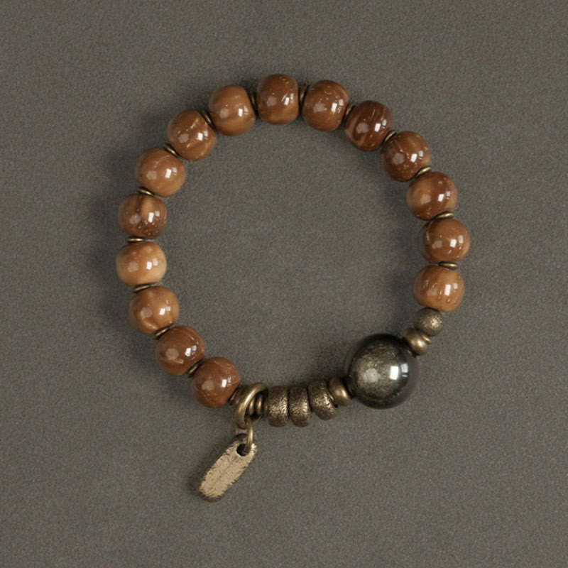 Tiger Eye & Gold Sheen Obsidian Kuka Seed Wealth Bracelet