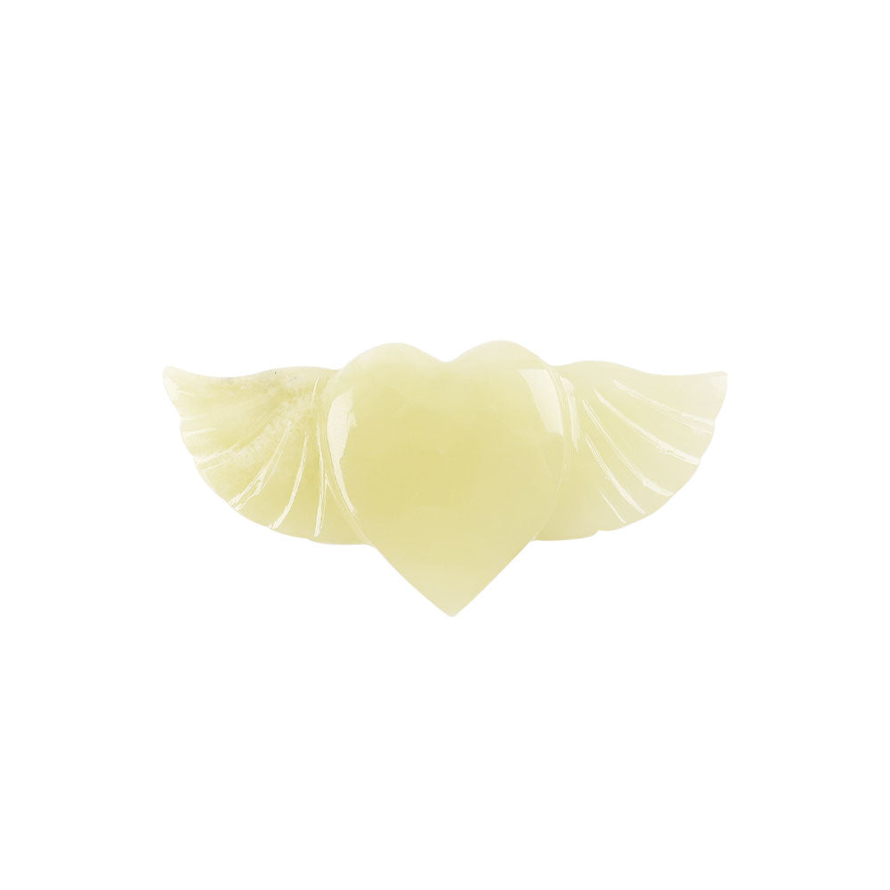 Afghan Jade Crystal Heart with Wings Carving 14.5cm