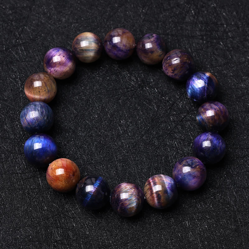 8mm Purple Tiger Eye Protection Bracelet for Strength