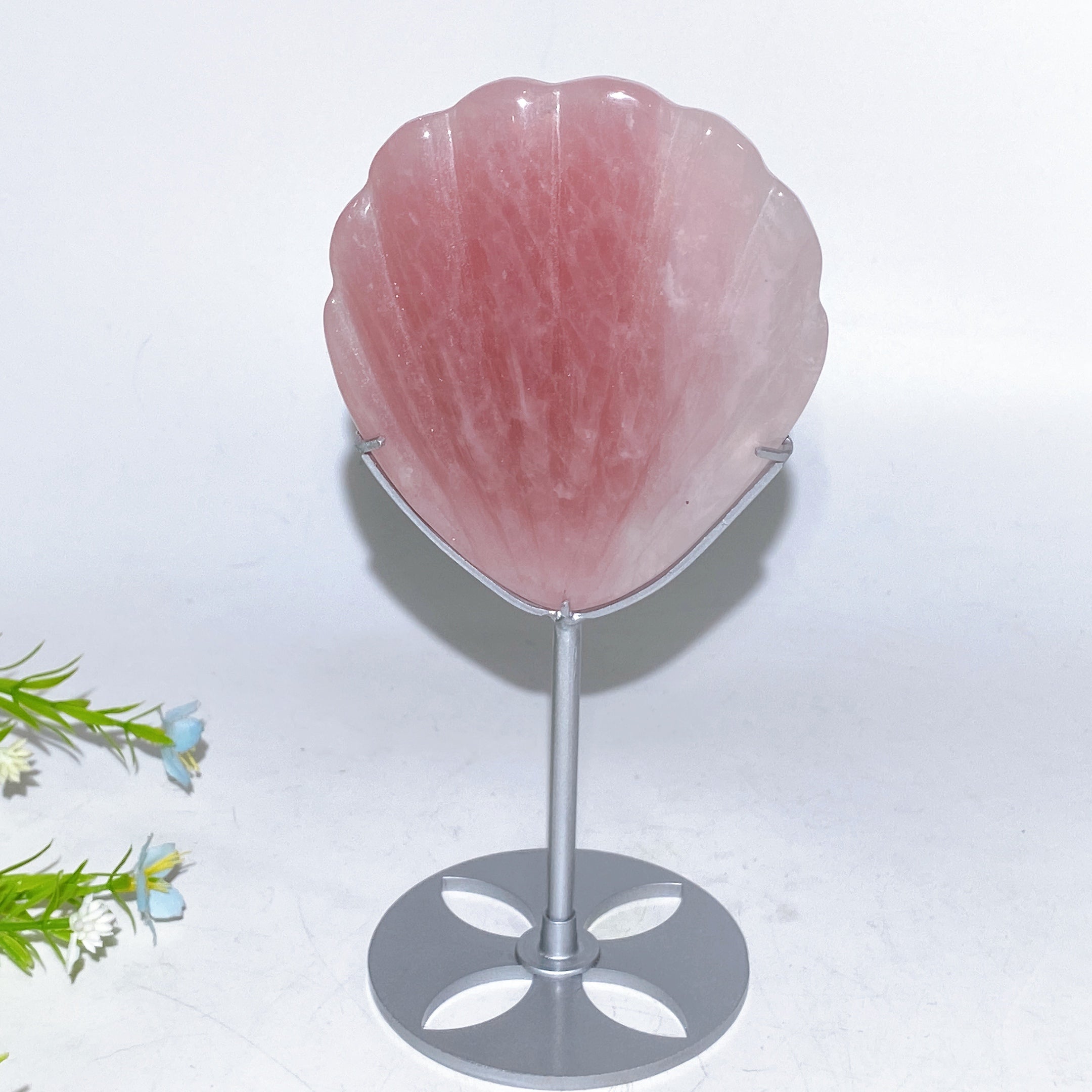19cm Crystal Shell Mirror with Stand for Healing Decor