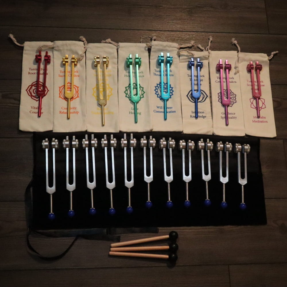 19pc Chakra & Planetary Tuning Fork Set for Sound Healing - On sale