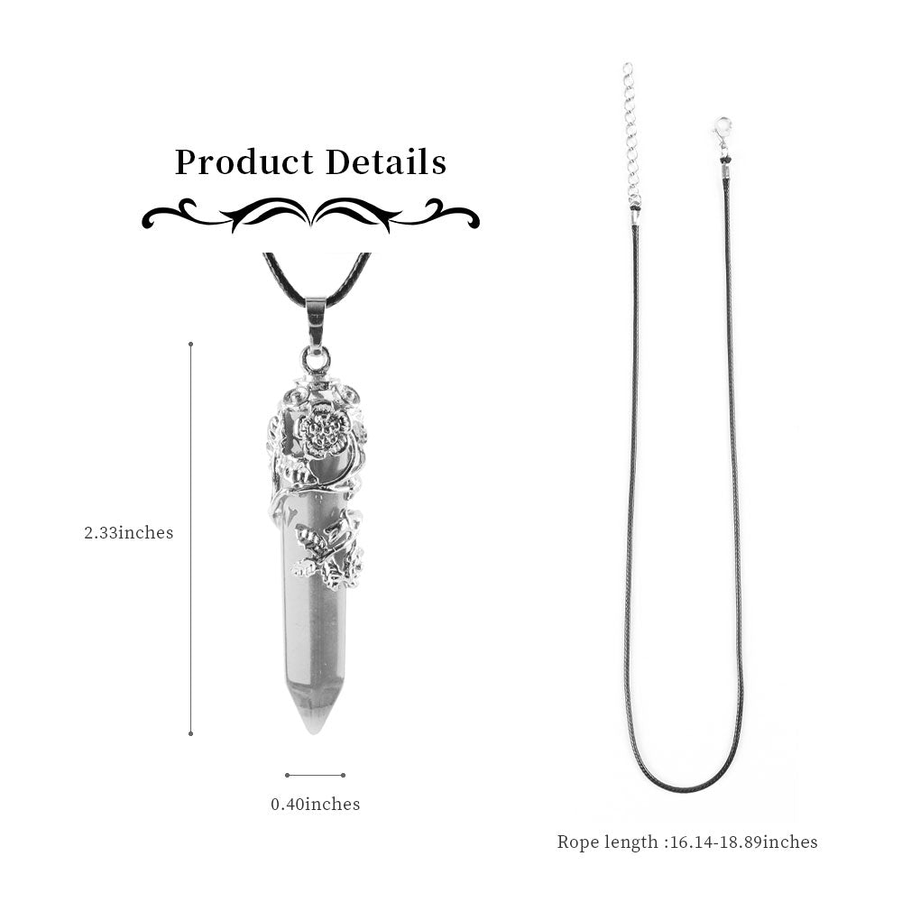 Hexagonal Rose Quartz Wire Wrapped Crystal Pendant