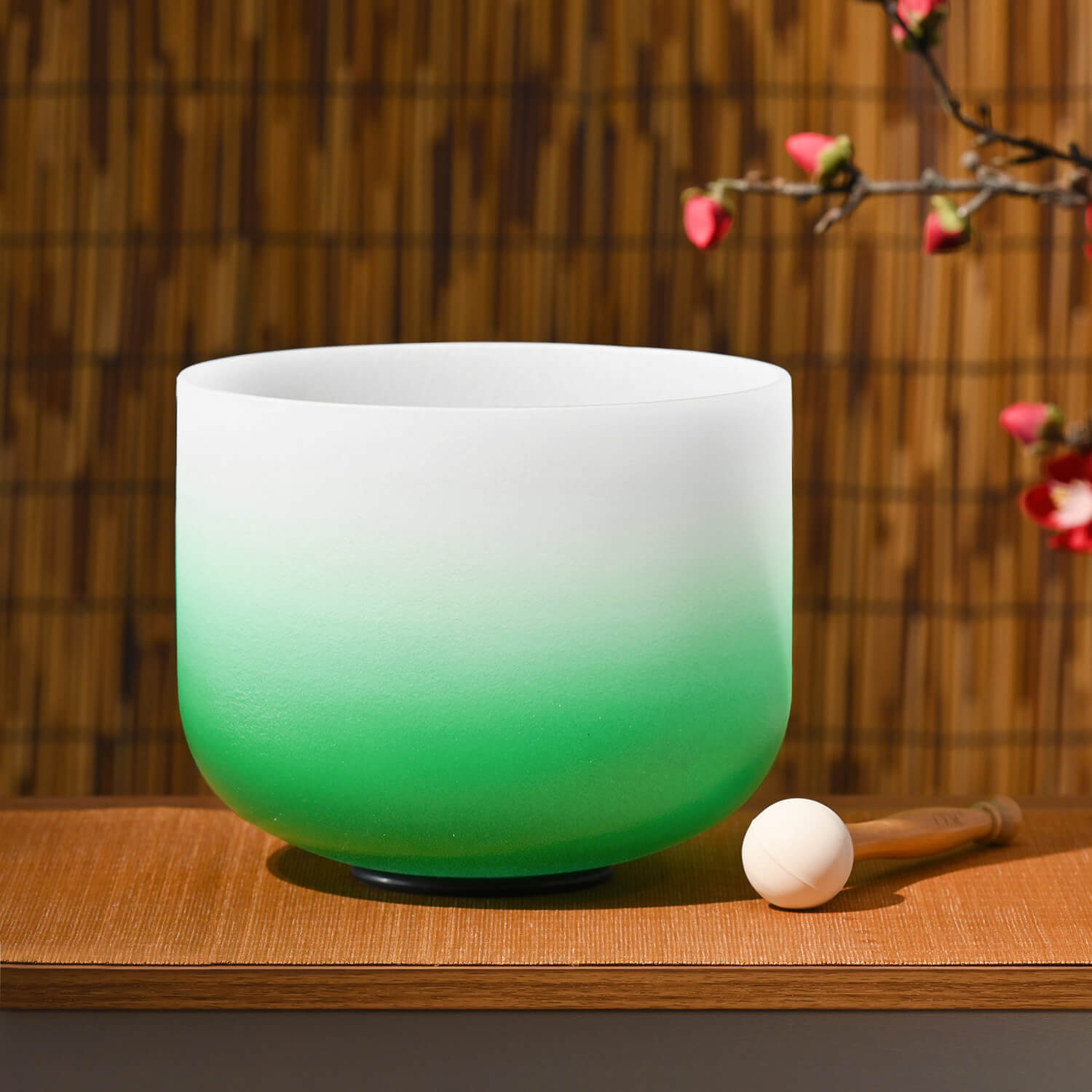 Green Aria Gradient F Note Crystal Singing Bowl