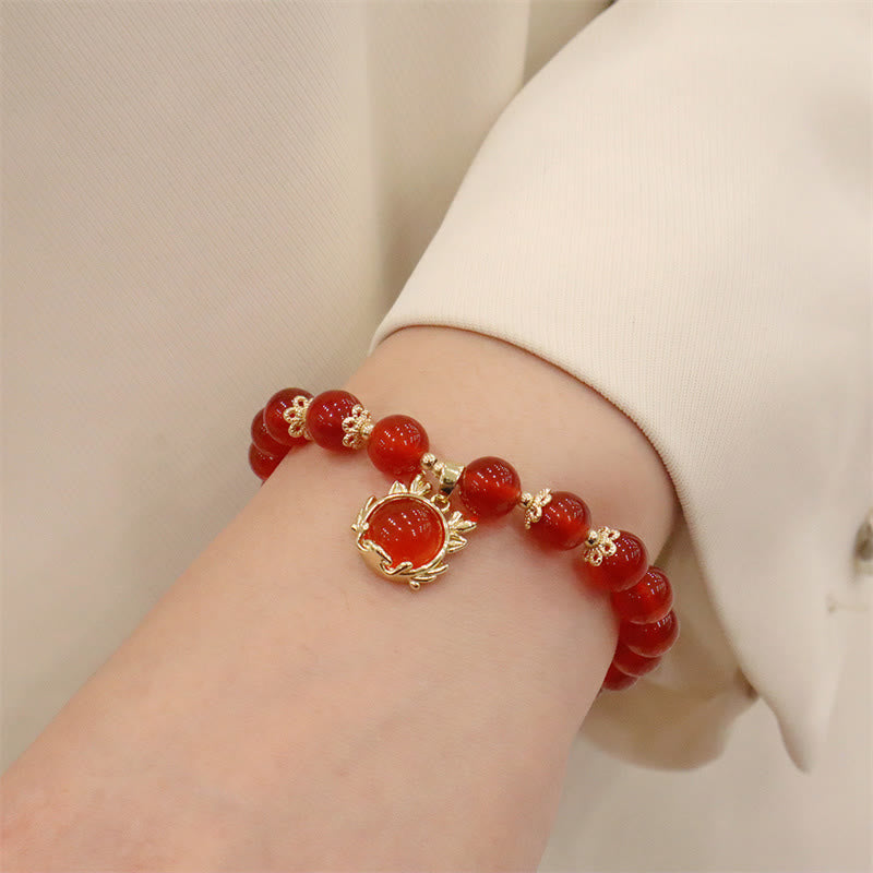 Year of the Dragon Red Agate Jade Peace Buckle Bracelet