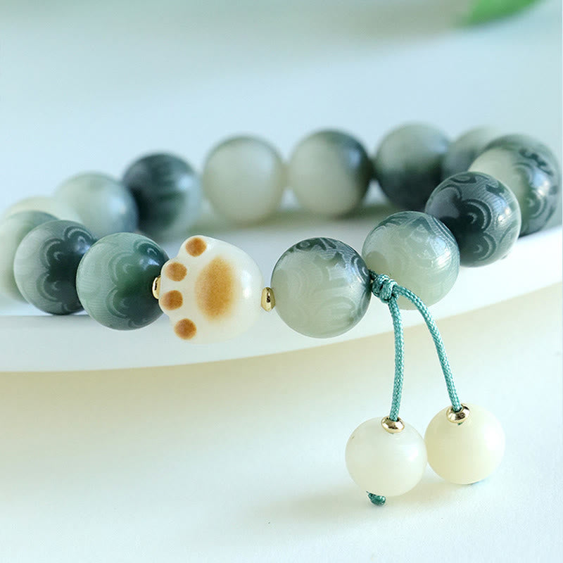 Om Mani Padme Hum Bodhi Seed Carved Bracelet 12mm Beads