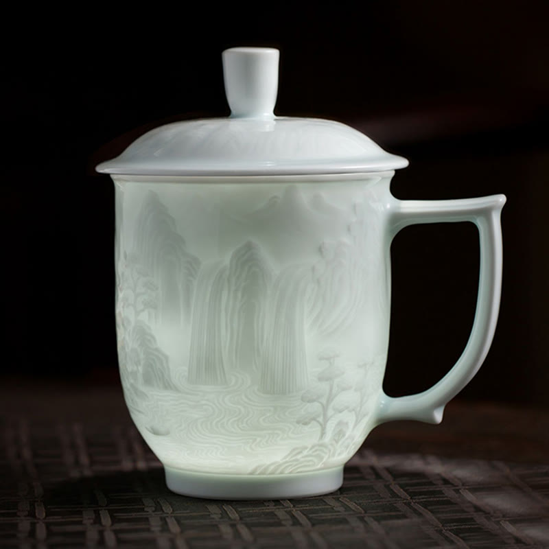 Great Wall Jingdezhen Porcelain Teacup 400ml Office Mug