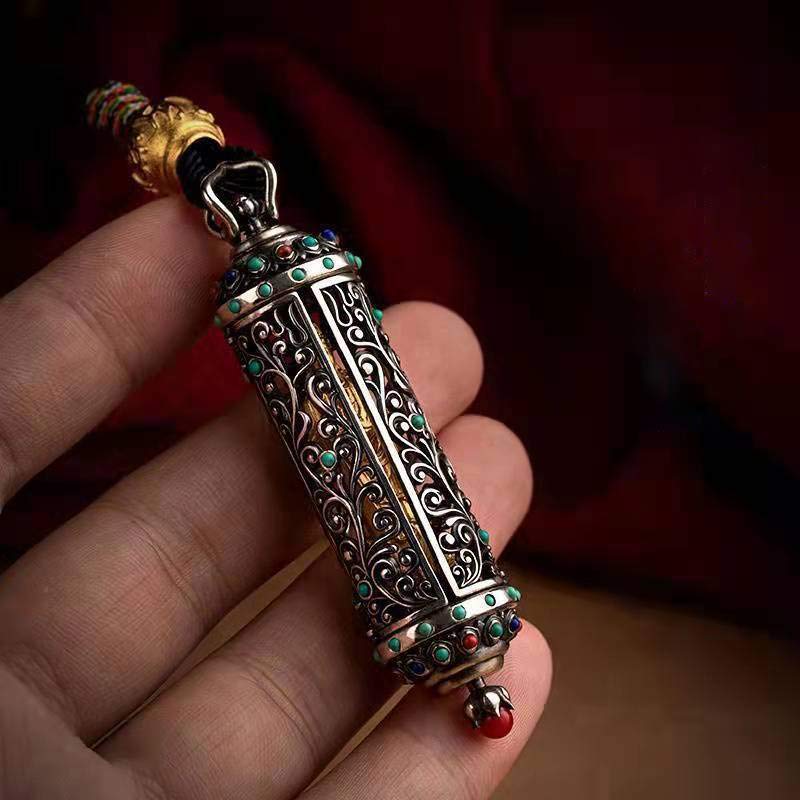 Silver Tibetan Avalokitesvara Spiritual Protection Decoration