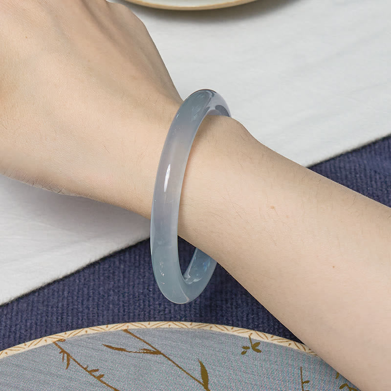 Inner Peace Jade & Aquamarine Bracelet Bangle Bundle 56-57mm
