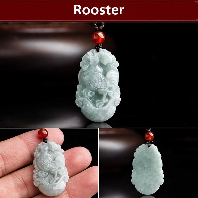 Unisex Jade Chinese Zodiac Success Pendant Necklace