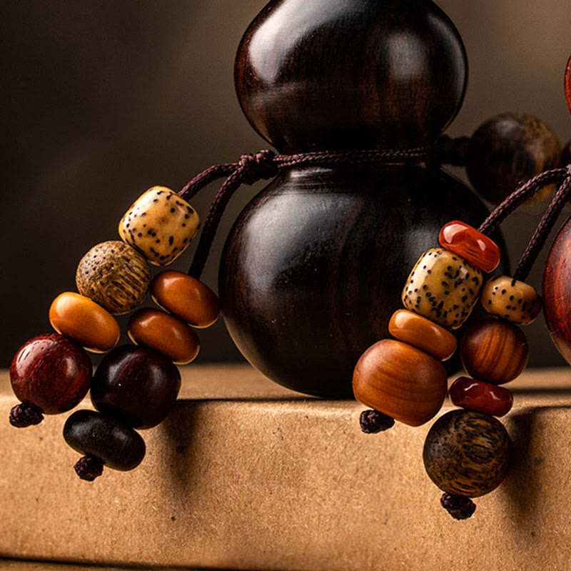Ebony & Red Sandalwood Gourd Key Chain for Luck & Protection