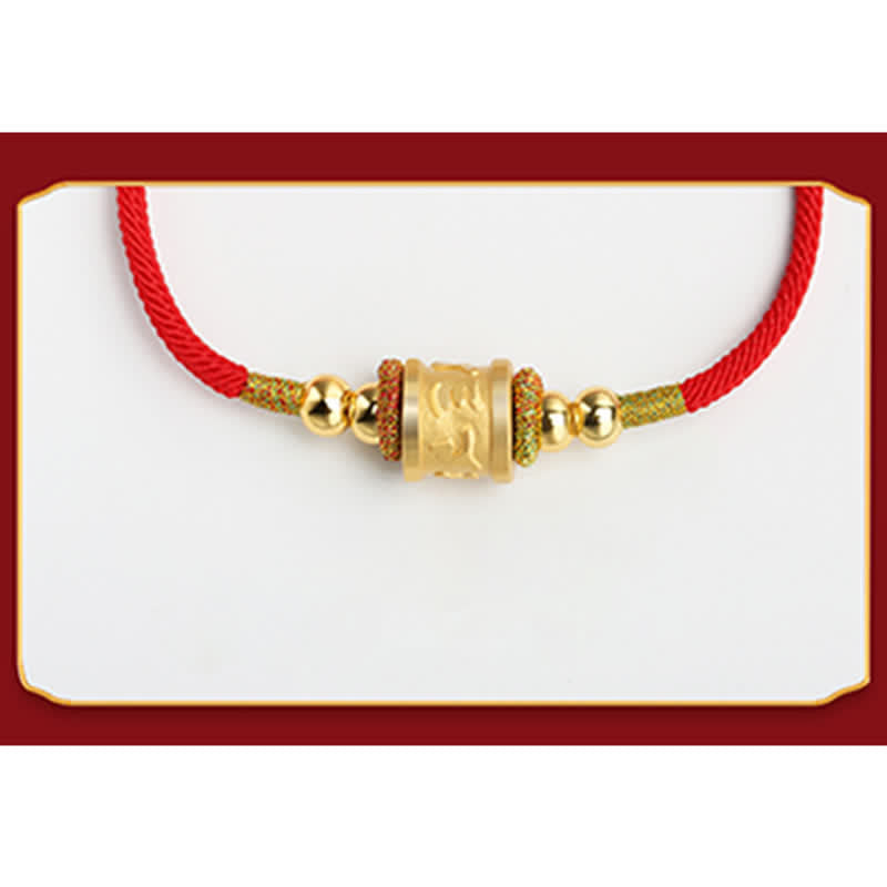 Om Mani Padme Hum Bracelet in Sterling Silver with Lucky Red String