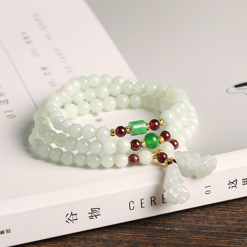 6mm Jade Abundance Bracelet with Pixiu & Buddha Charms
