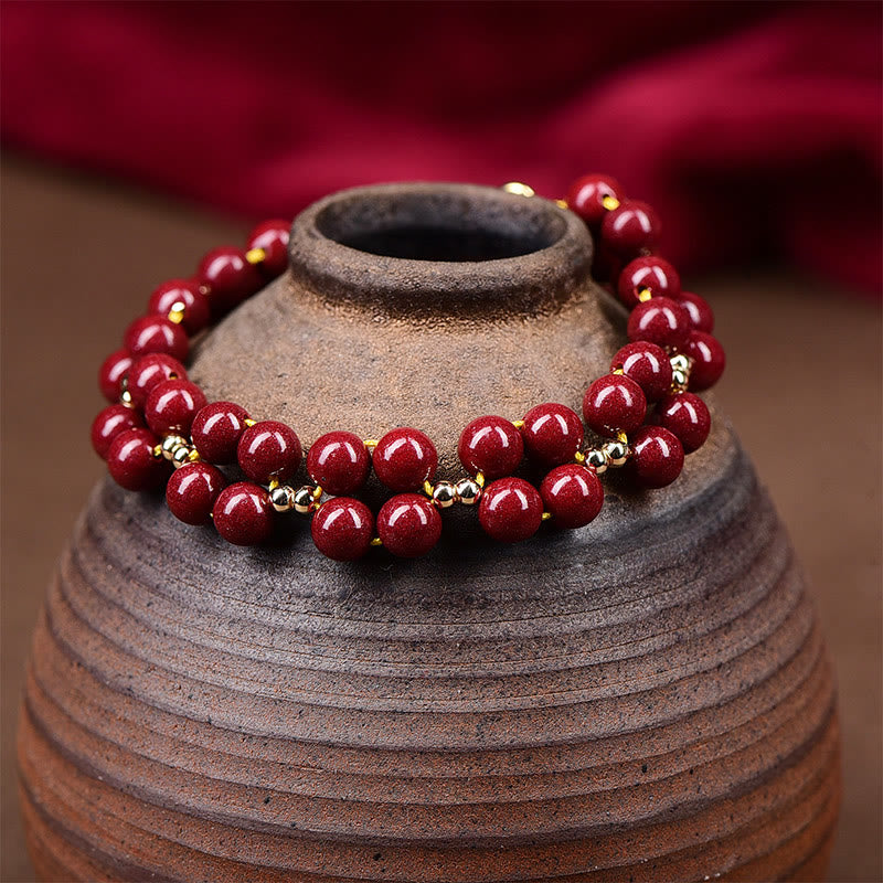 Natural Cinnabar Blessing Bracelet for Calm & Protection