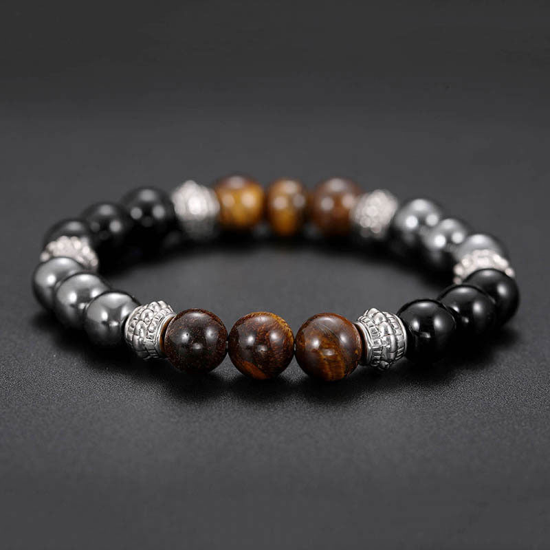 8mm Tiger Eye and Hematite Healing Bracelet for Good Luck