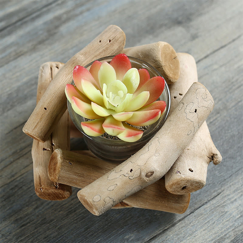 Wooden Spiritual Candlestick for Meditation Altar 14x14x8cm