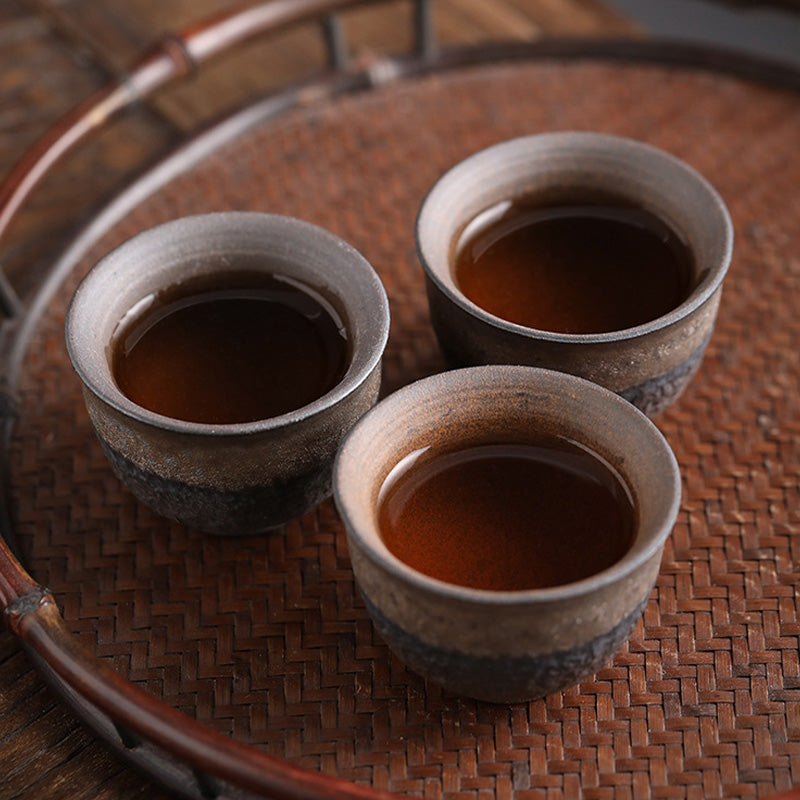 Striped Ceramic Teacup 80ml | Zen Decor Bowl